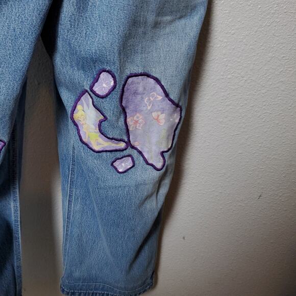 Vintage KEY Waist 32 Disney Tinkerbell Tinker Peterpan Denim Jeam Overalls - Picture 7 of 12